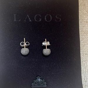 Lagos sterling silver beaded earrings 10mm